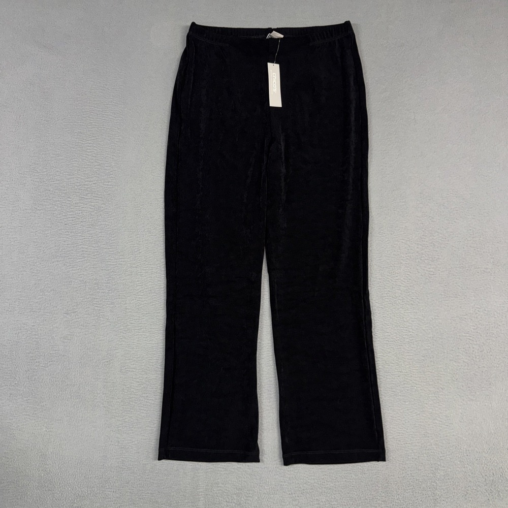 Chicos Travelers Pants Womens 1 / 8 Short Black Straight No Tummy Slinky NWT